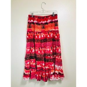 OSO Casuals BOHO Midi Tiered Peasant Skirt Size M